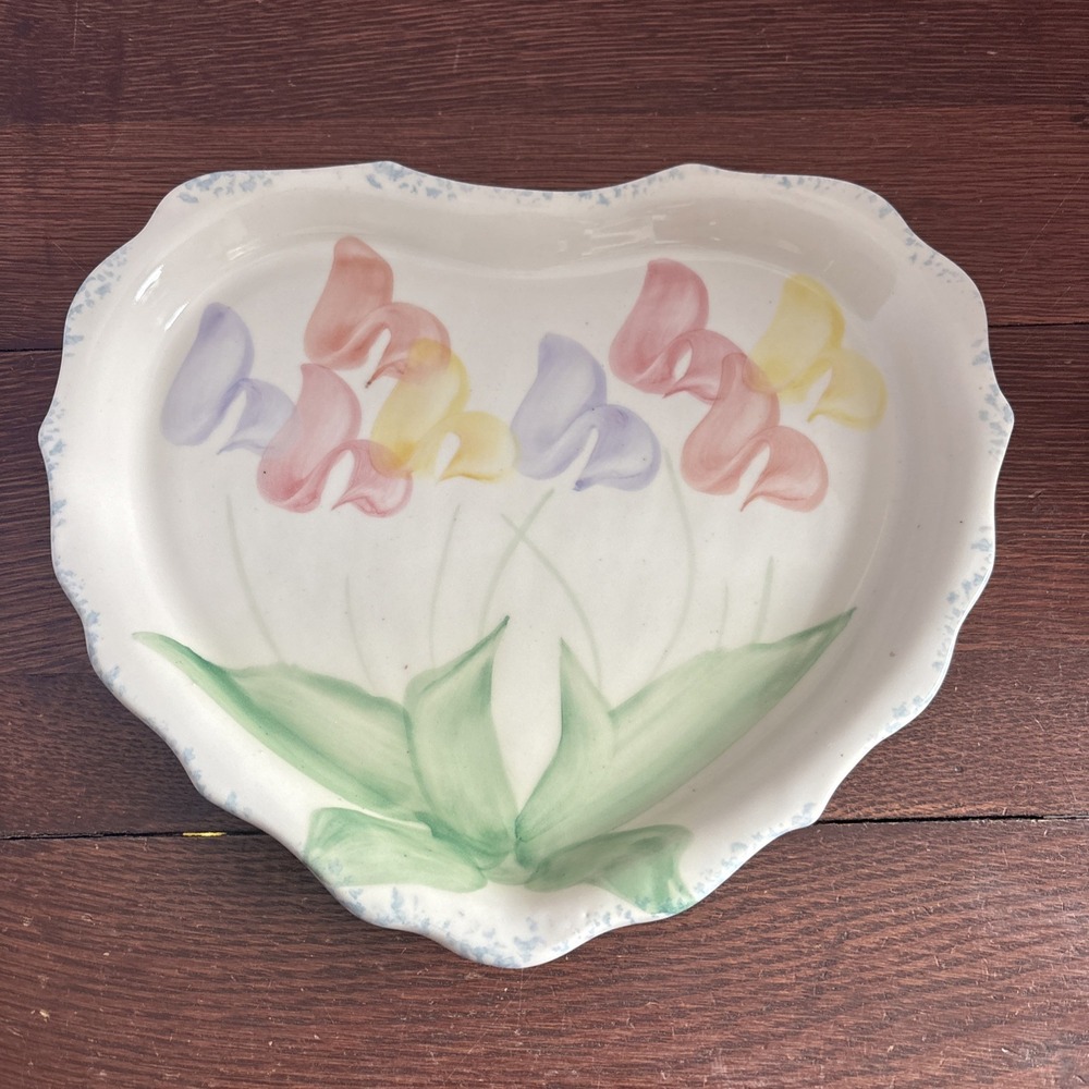 CHERI PLATTER Studio Art Pottery Plate Dish Serving Floral Heart Shape Spring